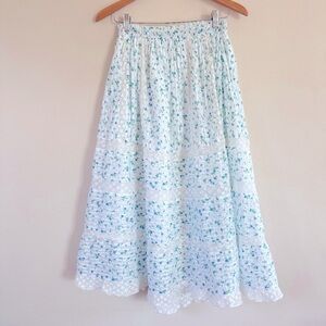 Loveshackfancy Eponda Midi‎ Skirt Floral Ruffle Lace Size S